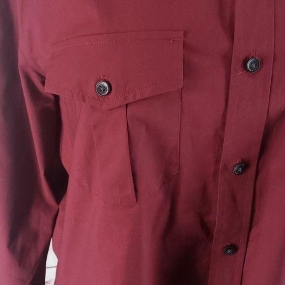 Express Men's Burgundy Fitted Button Down Long Sleeve Nice Shirt Size Large - Picture 4 of 10